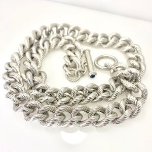 Judith Ripka 18”chunky 925 Silver Toggle Necklace